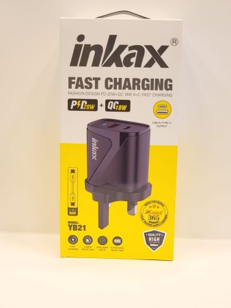 Inkax YB21 PD 20W + QC 18W USB-A + Type-C Charger
